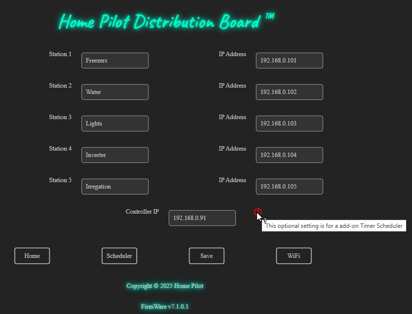 VDB Settings Interface